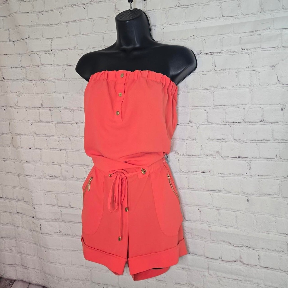 Y2k CACHE coral Romper Summer Resortwear S